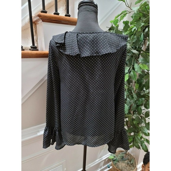 Fab'rik Women's Black 100% Polyester Long Sleeve V-Neck Blouse Size Large - Picture 7 of 15
